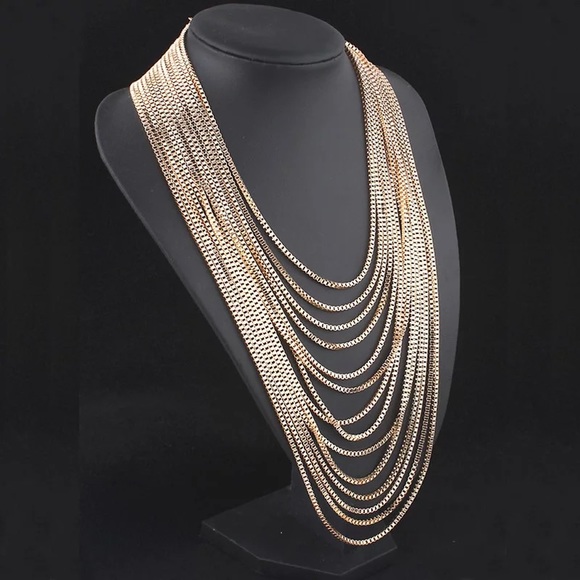 Gold Multi-Chain Layered Necklace - Picture 4 of 6